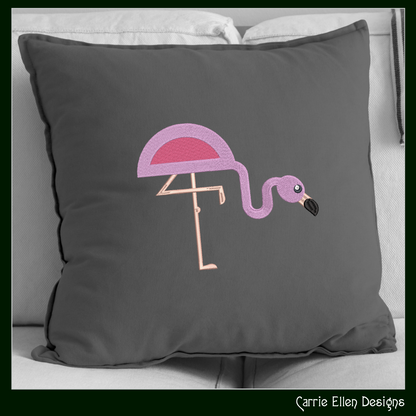 Flamingo Machine Embroidery Design – Quirky Pink Bird, Whimsical Flamingos, 4 Sizes (2125)