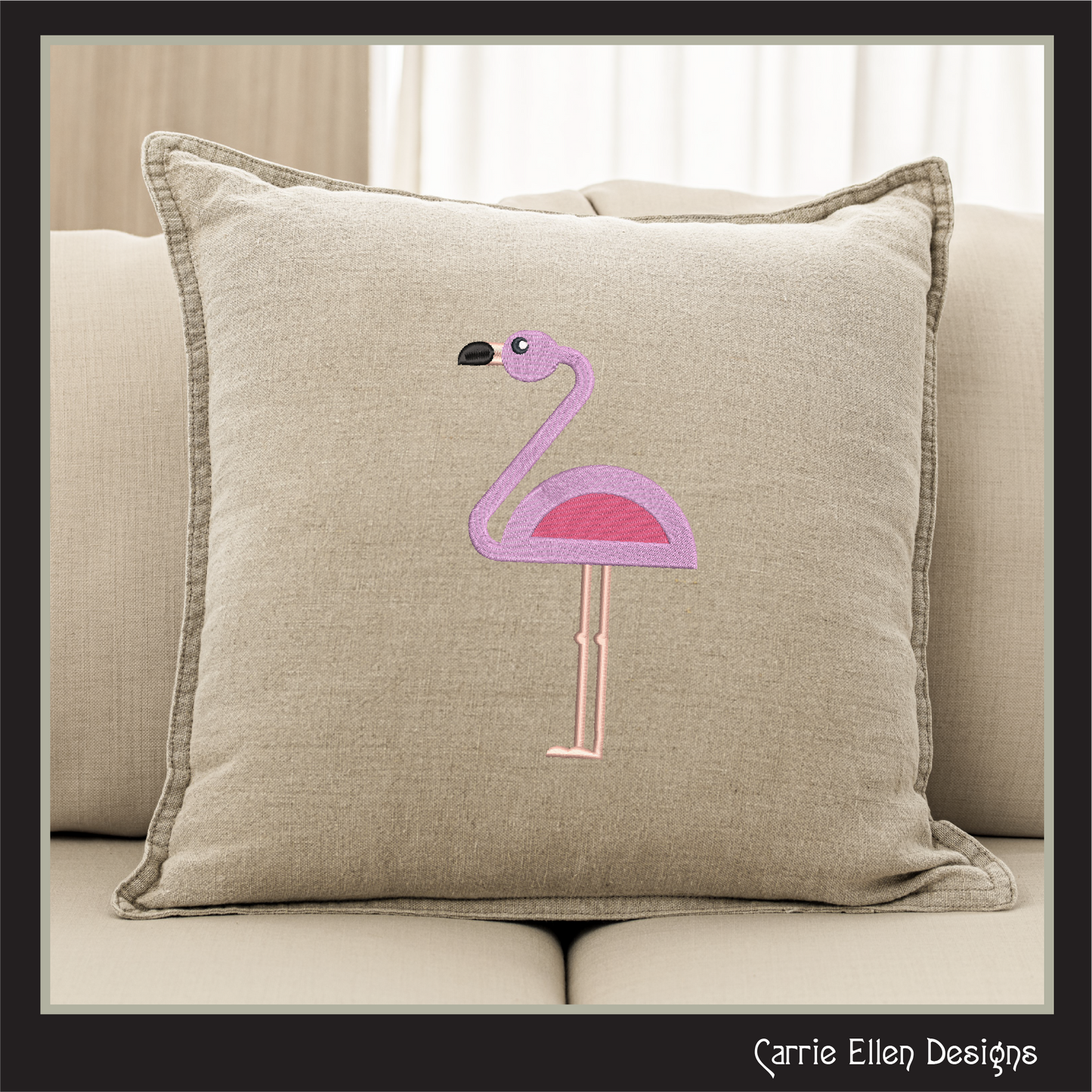 Flamingo Machine Embroidery Design – Quirky Pink Bird, Whimsical Flamingos, 4 Sizes (2126)