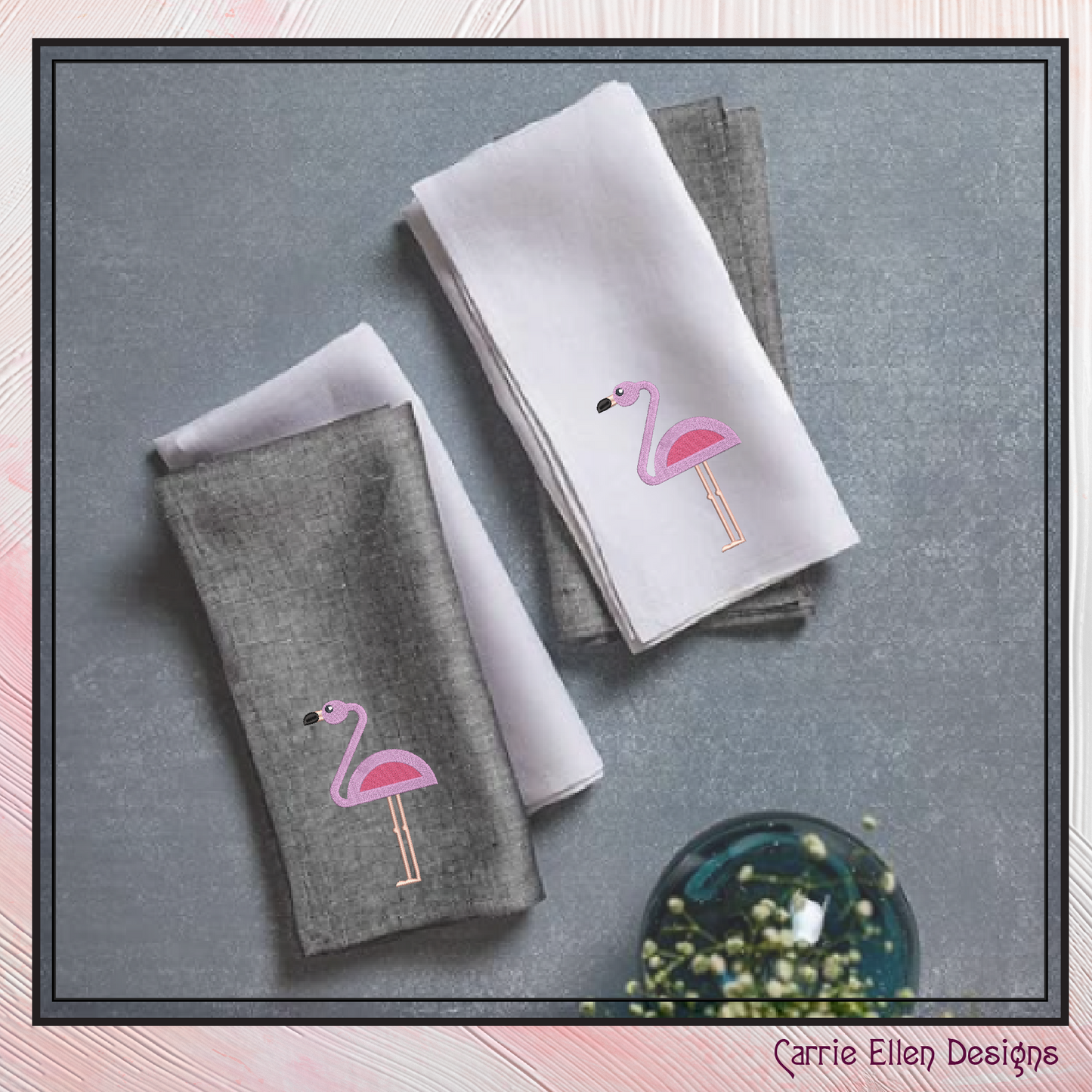 Flamingo Machine Embroidery Design – Quirky Pink Bird, Whimsical Flamingos, 4 Sizes (2126)