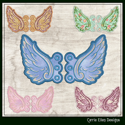 Angel Wing ITH Shoe Wing Embroidery Design – Butterfly Wing Charms for Shoes and Boots – 4x4 & 5x7 Hoop (2134)