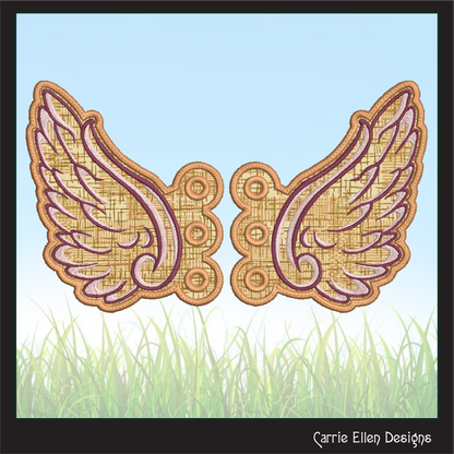 Angel Wing ITH Shoe Wing Embroidery Design – Butterfly Wing Charms for Shoes and Boots – 4x4 & 5x7 Hoop (2134)