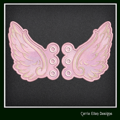 Angel Wing ITH Shoe Wing Embroidery Design – Butterfly Wing Charms for Shoes and Boots – 4x4 & 5x7 Hoop (2134)