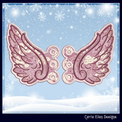 Angel Wing ITH Shoe Wing Embroidery Design – Butterfly Wing Charms for Shoes and Boots – 4x4 & 5x7 Hoop (2134)