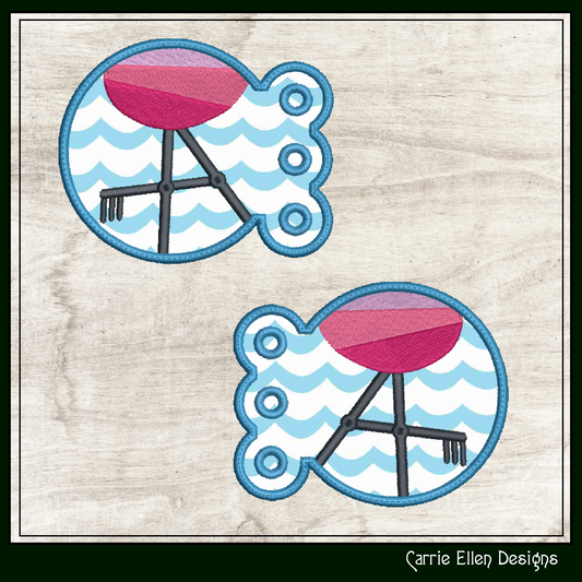 Flamingo ITH Shoe Wing Embroidery Design – Whimsical Pink Bird Charms for Shoes – 4x4 Hoop (2142)