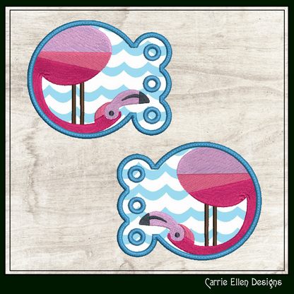 Flamingo Shoe Wings ITH Embroidery Design Bundle – Mix & Match In The Hoop Shoe Wing Charms – 4 Designs for 4x4 Hoop (2144)