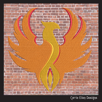 Phoenix Machine Embroidery Design – Majestic Fantasy Bird Pattern, 6 Sizes (2145)