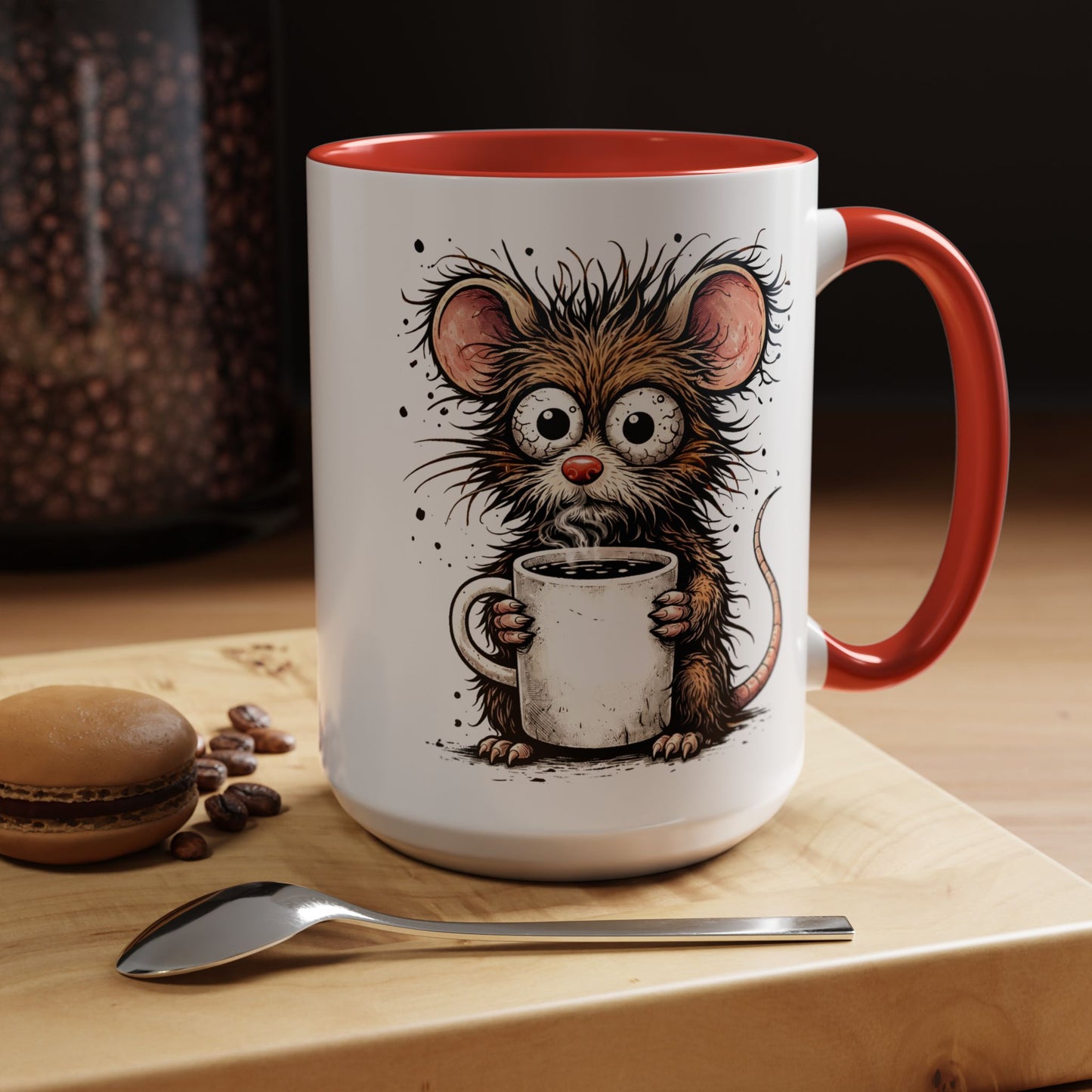 Frazzled Mouse with Mug | Accent Ceramic Coffee Mug 11oz 15oz (3867)