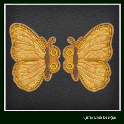 Butterfly Shoe Wing Machine Embroidery Design – In The Hoop Butterfly Shoelace Charms – 4x4 & 5x7 Hoop (2166)