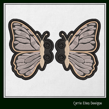 Butterfly Shoe Wing Machine Embroidery Design – In The Hoop Butterfly Shoelace Charms – 4x4 & 5x7 Hoop (2166)