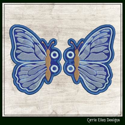 Butterfly Shoe Wing Machine Embroidery Design – In The Hoop Butterfly Shoelace Charms – 4x4 & 5x7 Hoop (2166)