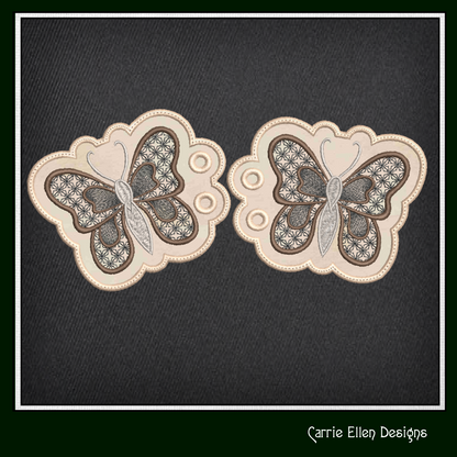 Butterfly Shoe Wing Machine Embroidery Design – Motif Fill ITH Shoelace Charms for Shoes and Boots – 4x4 & 5x7 Hoop (2177)