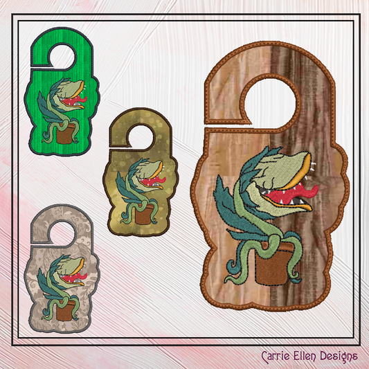 Audrey 2 ITH Doorknob Hanger Machine Embroidery Design, Classic Horror Character Little Shop Of Horrors Monster Plant (2180)