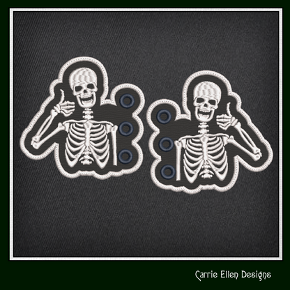 Skeleton ITH Shoe Wing Machine Embroidery Design – Thumbs Up Skeleton Wings for Shoes and Boots – 4x4 & 5x7 Hoop (2183)
