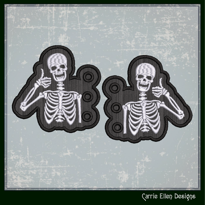 Skeleton ITH Shoe Wing Machine Embroidery Design – Thumbs Up Skeleton Wings for Shoes and Boots – 4x4 & 5x7 Hoop (2183)