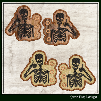 Skeleton ITH Shoe Wing Machine Embroidery Design – Thumbs Up Skeleton Wings for Shoes and Boots – 4x4 & 5x7 Hoop (2183)