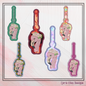 Flamingo ITH Key Fob Machine Embroidery Design | Whimsical Pink Bird with Floral Crown In-The-Hoop Key Tag (2186)