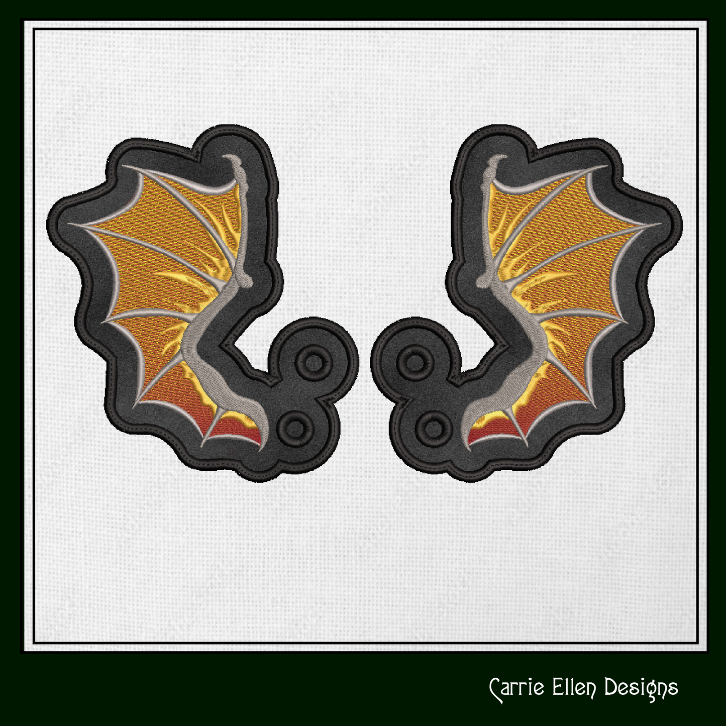 Bat Wing ITH Machine Embroidery Shoe Wings – Colorful Halloween Bat Wings – In The Hoop Shoe Charm Design for 4x4 and 5x7 Hoops (2203)