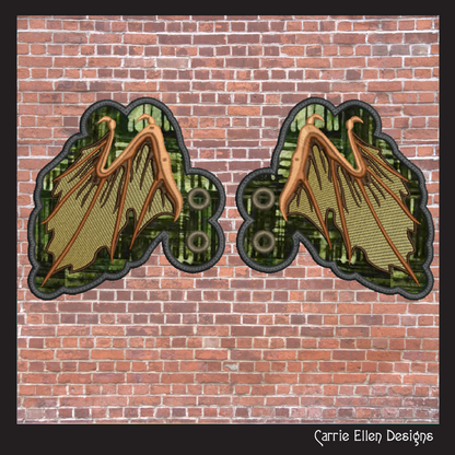 Bat Wing ITH Machine Embroidery Shoe Wings – Colorful Halloween Bat Wings – In The Hoop Shoe Charm Design for 4x4 and 5x7 Hoops (2204)