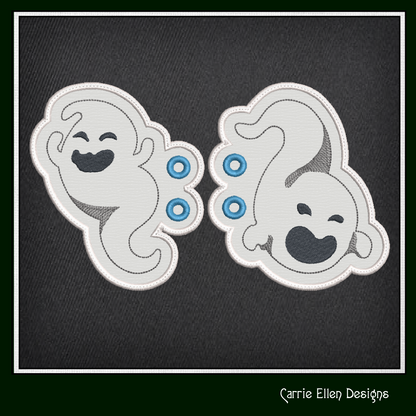 Ghost ITH Machine Embroidery Shoe Wings – Spooky Spirit Halloween Shoe Charms – In The Hoop Embroidery Design for 4x4 and 5x7 Hoops (2205)