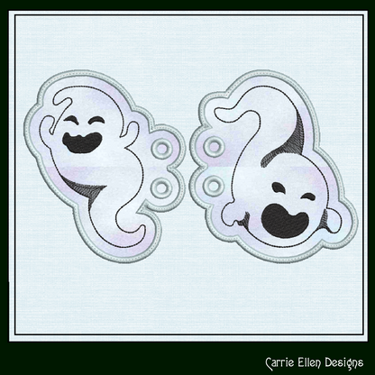 Ghost ITH Machine Embroidery Shoe Wings – Spooky Spirit Halloween Shoe Charms – In The Hoop Embroidery Design for 4x4 and 5x7 Hoops (2205)