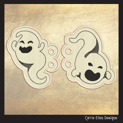 Ghost ITH Machine Embroidery Shoe Wings – Spooky Spirit Halloween Shoe Charms – In The Hoop Embroidery Design for 4x4 and 5x7 Hoops (2205)