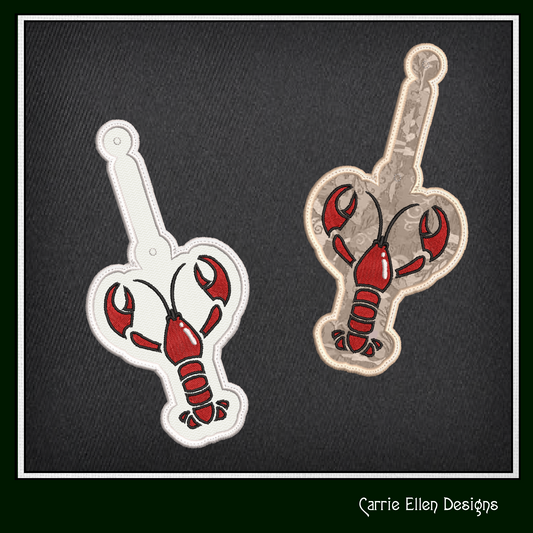 Lobster ITH Key Fob Machine Embroidery Design | Crustacean Lover In-The-Hoop Keychain Project (2213)