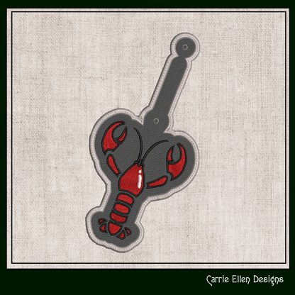 Lobster ITH Key Fob Machine Embroidery Design | Crustacean Lover In-The-Hoop Keychain Project (2213)