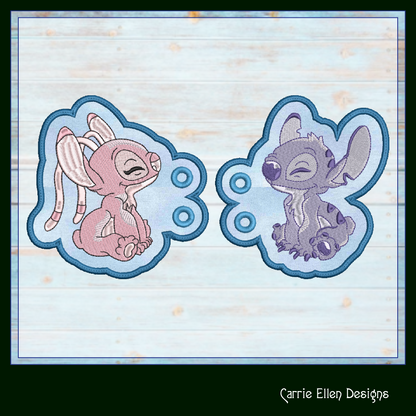 Stitch and Angel Shoe Wings – ITH Cartoon Character Machine Embroidery Design for Shoes – 4x4 & 5x7 Hoops (2220)