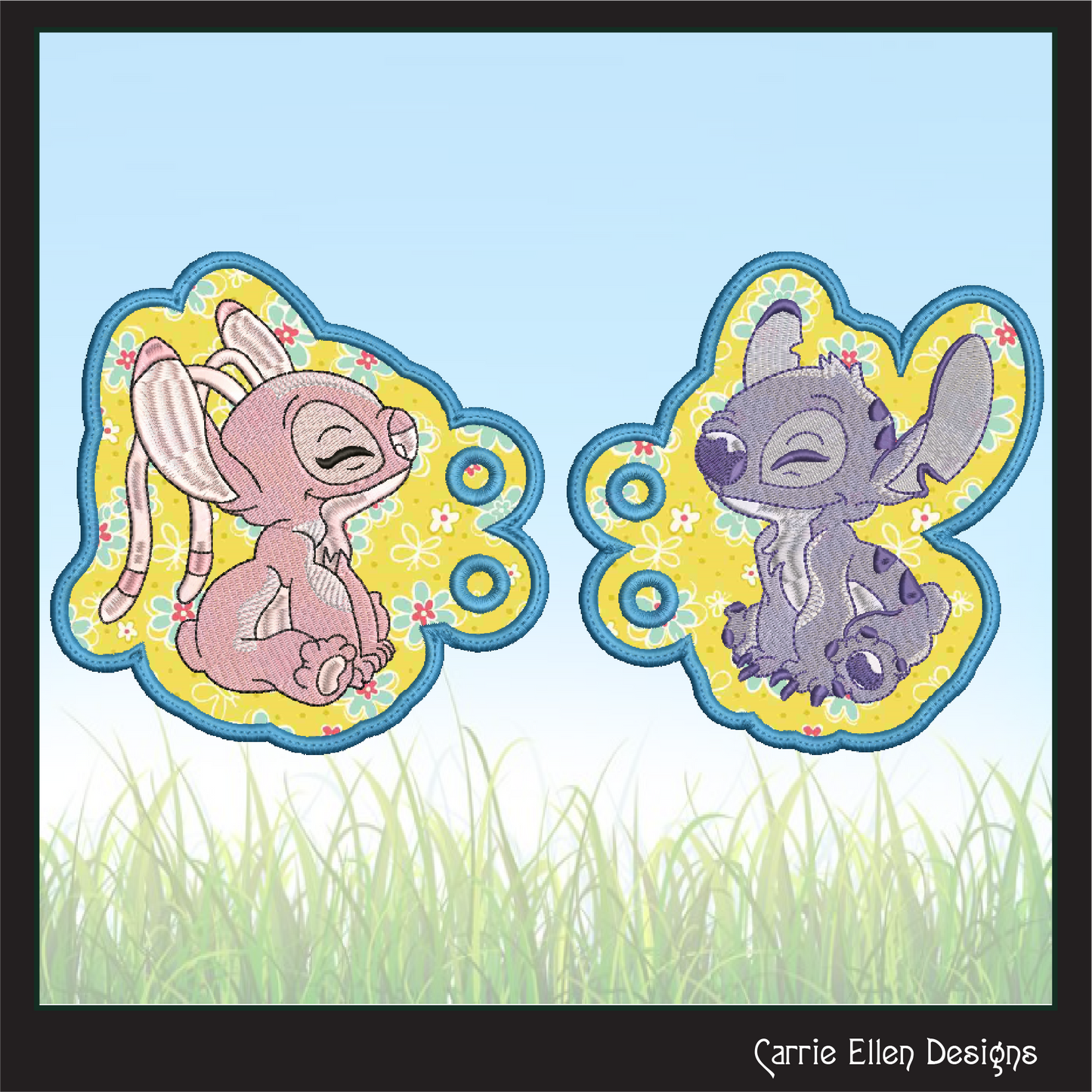 Stitch and Angel Shoe Wings – ITH Cartoon Character Machine Embroidery Design for Shoes – 4x4 & 5x7 Hoops (2220)
