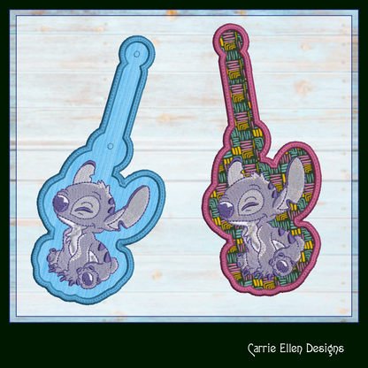 Stitch ITH Key Fob Machine Embroidery Design | Cute Animated Character In-The-Hoop Project (2222)