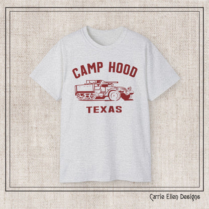 Camp Hood Short Sleeve T-Shirt – Vintage WWII Military Camp Design – Heavyweight 100% Cotton Tee (P-6033)