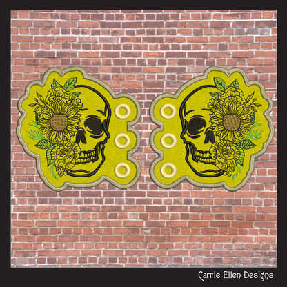 Skull ITH Shoe Wing Machine Embroidery Design – Floral Skeleton In The Hoop Shoe Wings – 4x4 & 5x7 Hoops (2226)