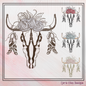 Deer Skull Machine Embroidery Design, Animal Skull with Floral Wreath, Southwest Theme Design, 6 Sizes (2229)