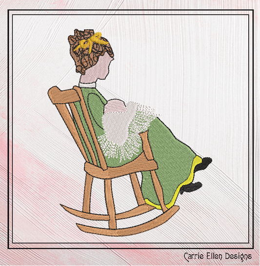 Mother and Baby Machine Embroidery Design, Rocking Chair Nursery Décor, New Mom Design, Baby Blanket Gift, 6 Sizes (2251)