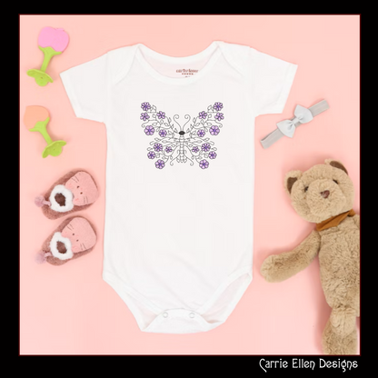 Butterfly Machine Embroidery Design, Floral Winged Decorative Butterfly Pattern, 6 Sizes (2258)