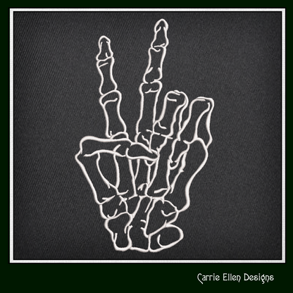 Skeleton Hand Peace Sign Machine Embroidery Design, BOHO Halloween Boney Hand, 6 Sizes (2299)