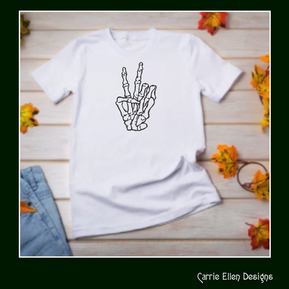 Skeleton Hand Peace Sign Machine Embroidery Design, BOHO Halloween Boney Hand, 6 Sizes (2299)
