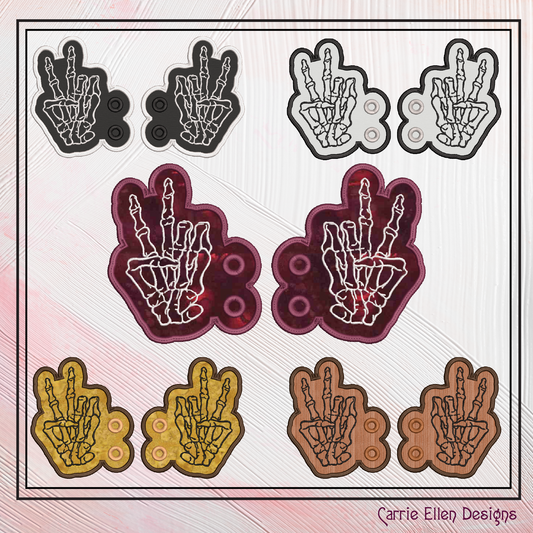 Skeleton Hand ITH Embroidery Design – Boho Bone Peace Sign Shoe Wings (4x4 & 5x7 Hoops)(2300)