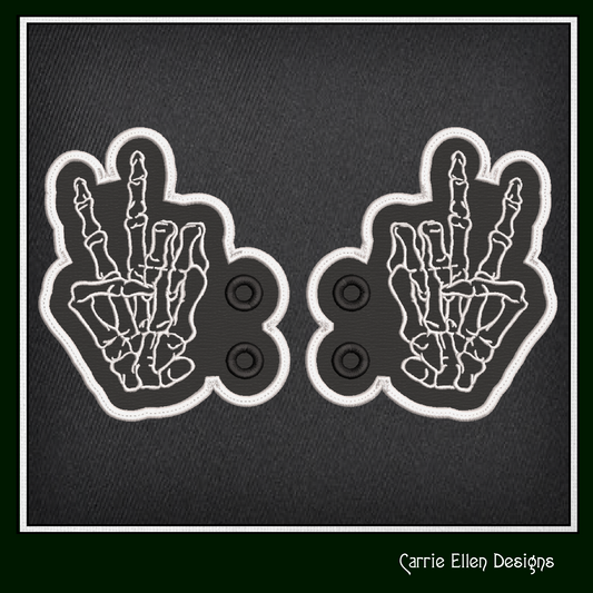 Skeleton Hand ITH Embroidery Design – Boho Bone Peace Sign Shoe Wings (4x4 & 5x7 Hoops)(2300)