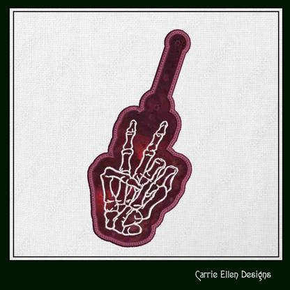 Skeleton Hand ITH Key Fob Machine Embroidery Design | Peace Sign In-The-Hoop Keychain Project (2301)