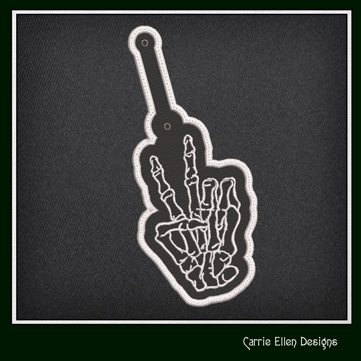 Skeleton Hand ITH Key Fob Machine Embroidery Design | Peace Sign In-The-Hoop Keychain Project (2301)