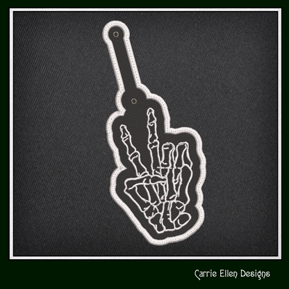 Skeleton Hand ITH Key Fob Machine Embroidery Design | Peace Sign In-The-Hoop Keychain Project (2301)