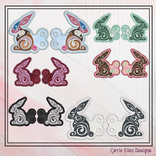 Artistic Rabbit ITH Embroidery Design – Colorful Bunny Shoe Wings (4x4 & 5x7 Hoops) 2316