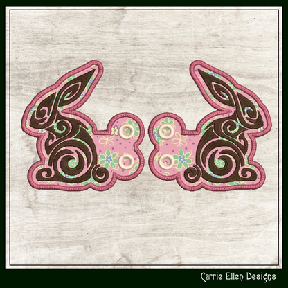 Artistic Rabbit ITH Embroidery Design – Colorful Bunny Shoe Wings (4x4 & 5x7 Hoops) 2316
