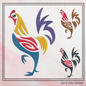 Abstract Chicken Machine Embroidery Design, Bird Embroidery Pattern, Farm Animal Design, 6 Sizes (2321)