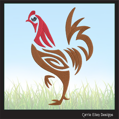 Abstract Chicken Machine Embroidery Design, Bird Embroidery Pattern, Farm Animal Design, 6 Sizes (2321)