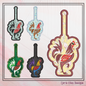 Abstract Chicken ITH Key Tag Embroidery Design | Colorful Farm Animal Keychain Accessory | In-The-Hoop Pattern (2323)