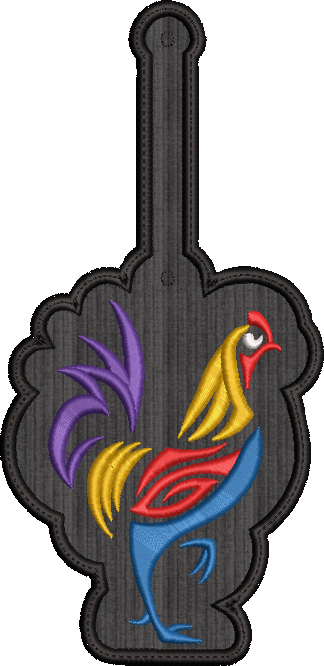 Abstract Chicken ITH Key Tag Embroidery Design | Colorful Farm Animal Keychain Accessory | In-The-Hoop Pattern (2323)