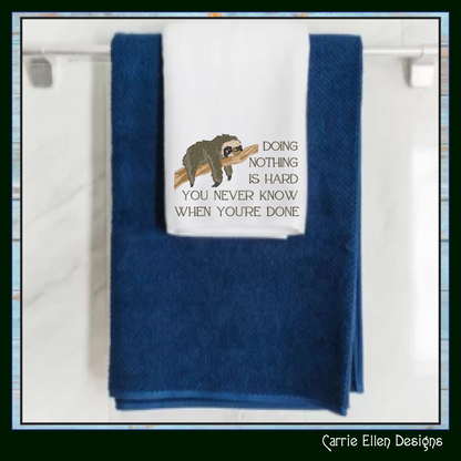 Do Nothing Sloth Machine Embroidery Design Saying – Funny Lazy Sloth Quote Pattern, 6 Sizes (2339)
