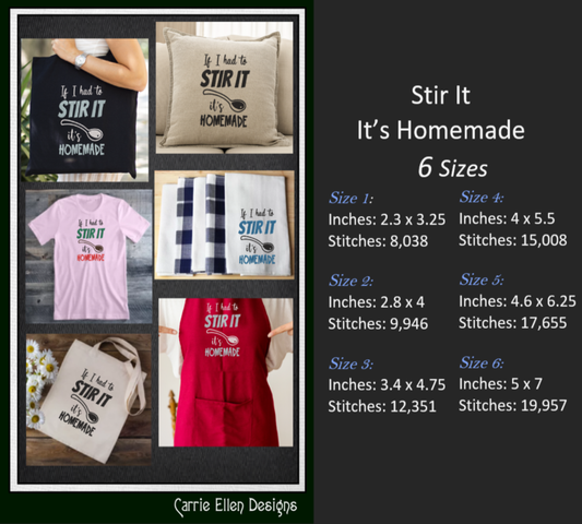 If I Had to Stir It, It's Homemade – Funny Kitchen Machine Embroidery Design Saying | 6 Sizes (2366)